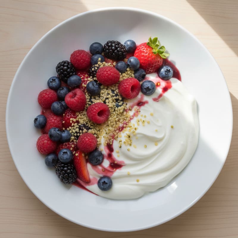 Greek Yogurt Protein Parfait with Mixed Berries