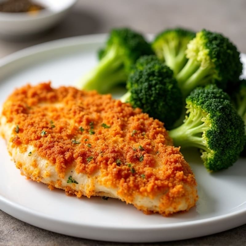 Crispy Baked Buffalo Chicken with Roasted Broccoli