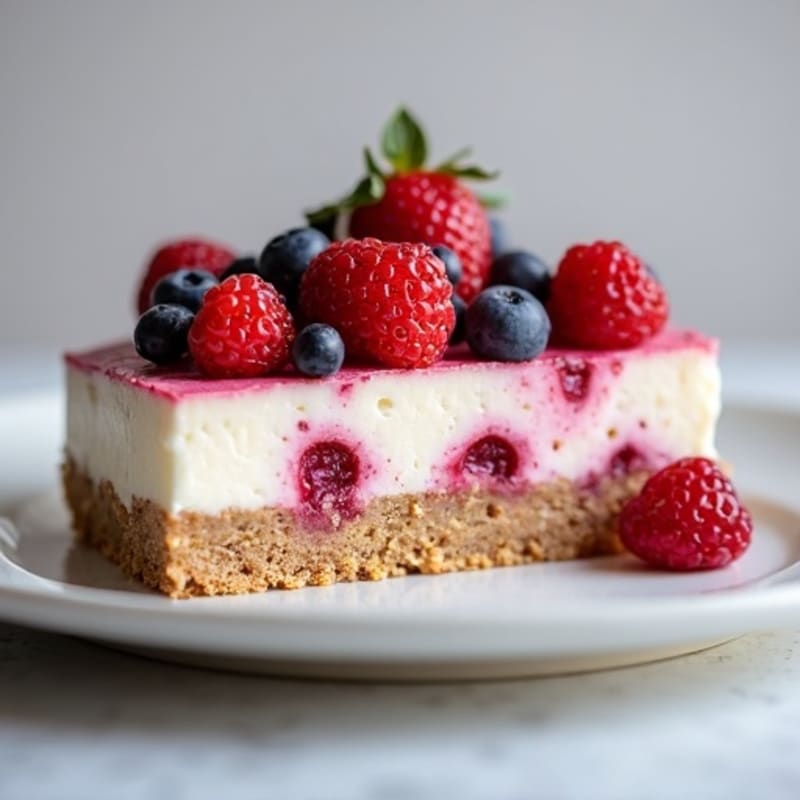 Greek Yogurt Protein Cheesecake with Fresh Berries