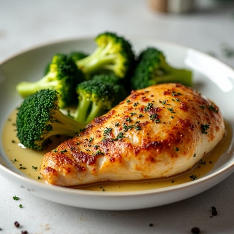 Crispy Herb-Roasted Chicken with Garlic Roasted Broccoli