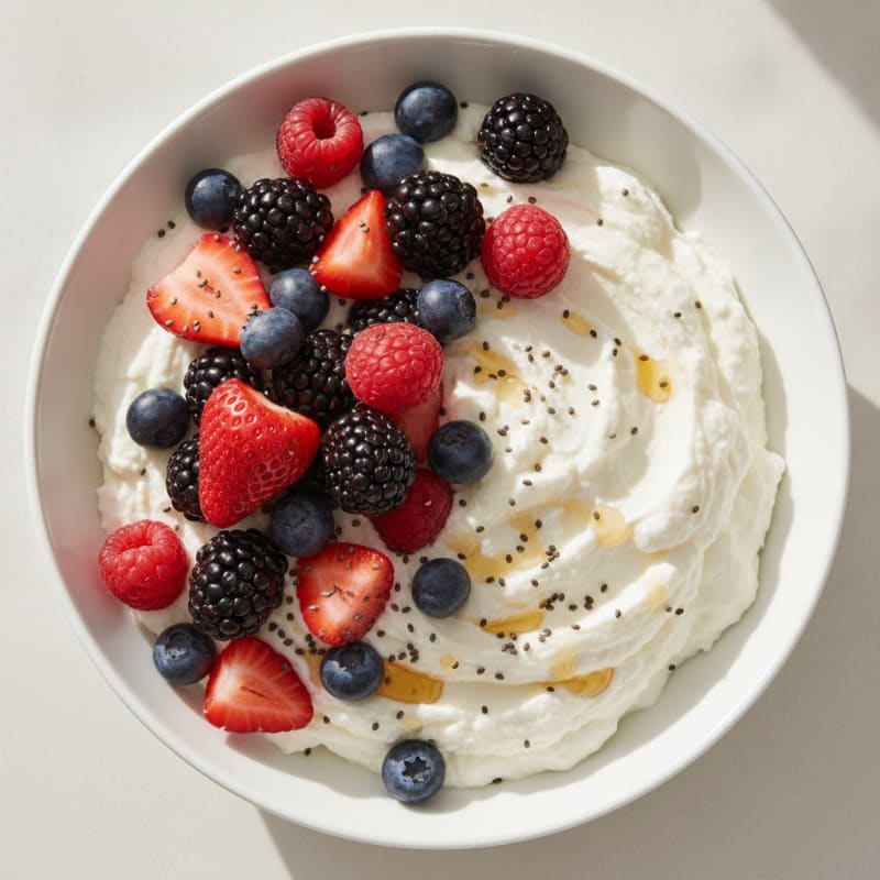 Creamy Greek Yogurt Protein Mousse with Mixed Berries