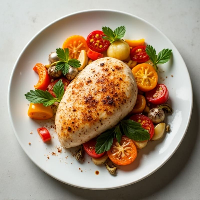 Creamy Spiced Chicken with Roasted Vegetables