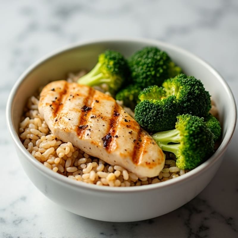 Grilled Chicken Rice Bowl with Roasted Broccoli