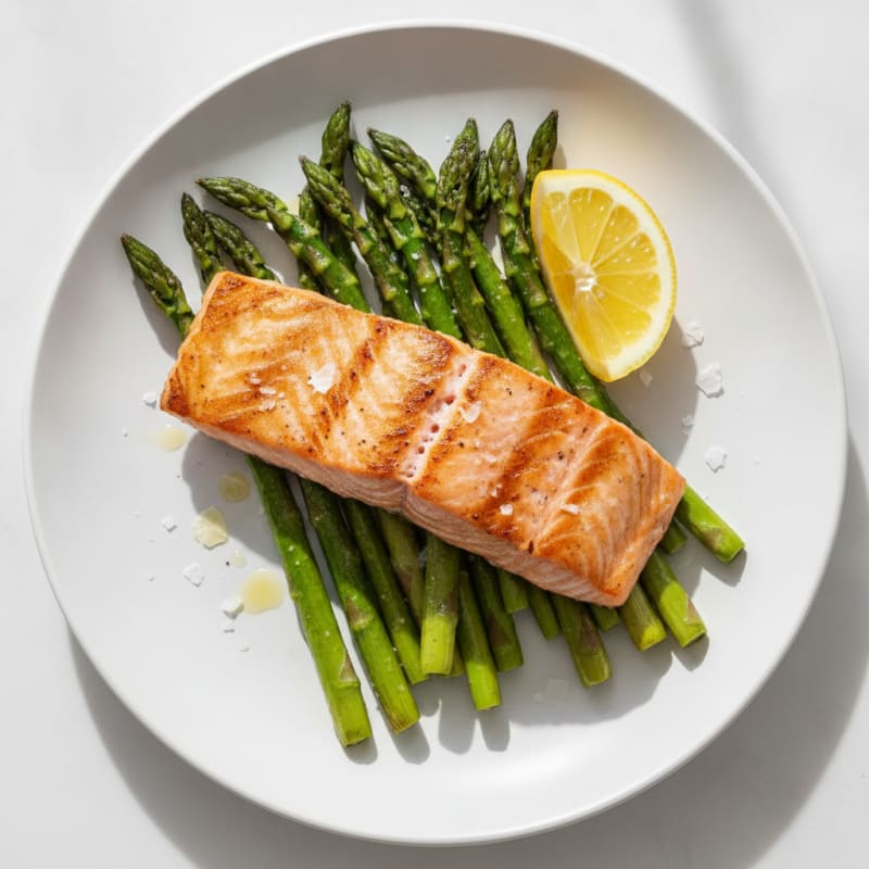 Seared Salmon Fillet with Roasted Asparagus