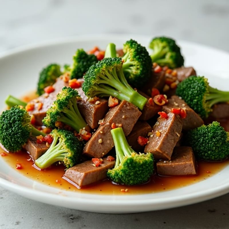 Garlic Ginger Beef with Crispy Broccoli