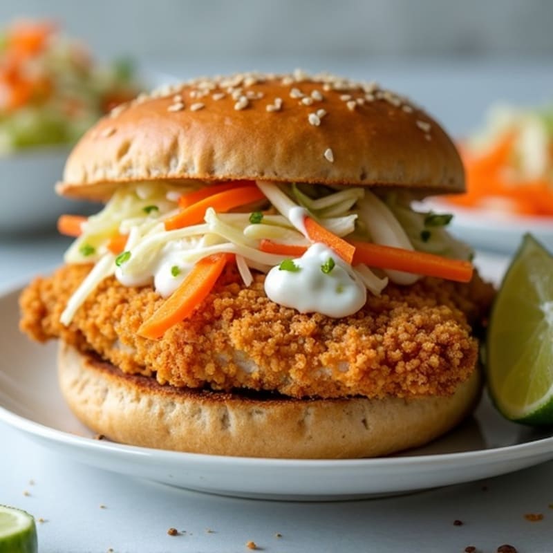 Crispy Baked Chicken Sandwich with Fresh Zesty Slaw