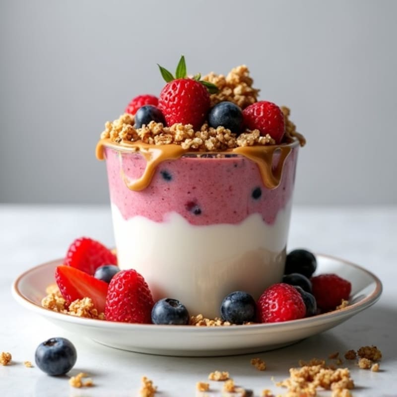 Protein Yogurt Parfait with Mixed Berries and Almond Butter