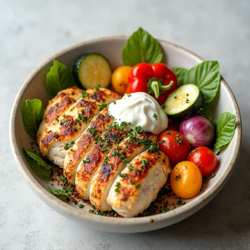 Herb-Spiced Chicken Shawarma Bowl with Roasted Vegetables