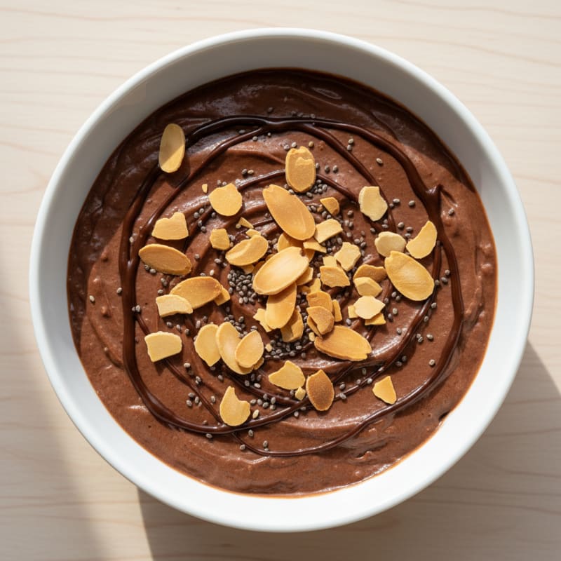 Silky Chocolate Protein Pudding with Almond Slices