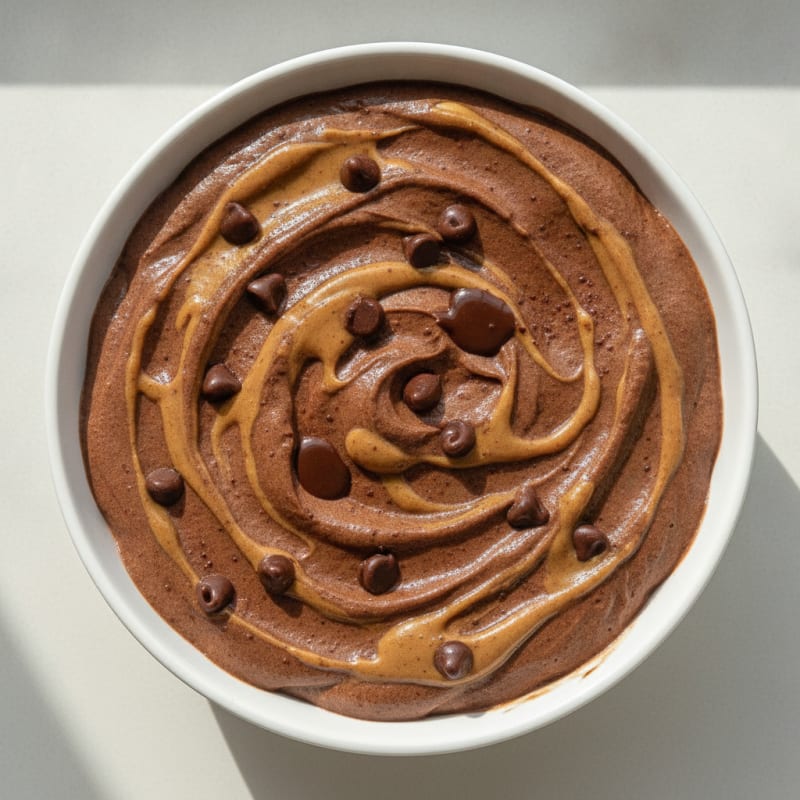 Chocolate Protein Mousse with Peanut Butter Swirl
