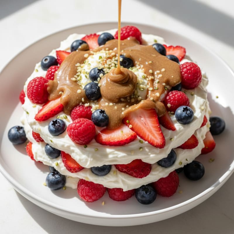 Creamy Greek Yogurt Protein Parfait with Mixed Berries and Almond Butter