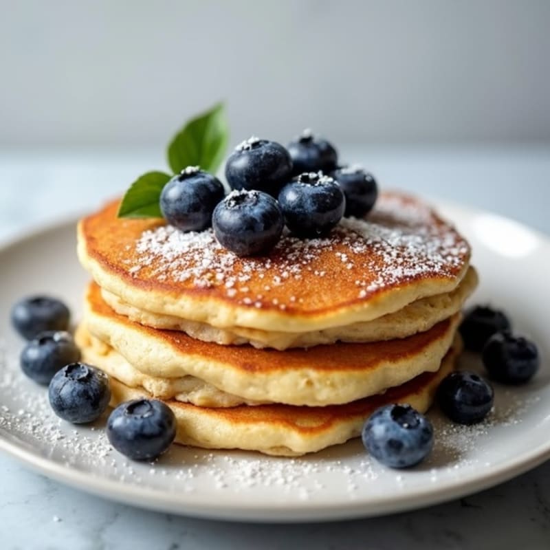 Fluffy Protein Pancakes with Blueberries