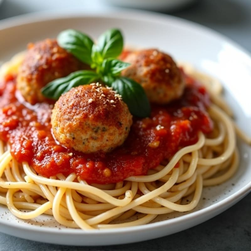 Lean Turkey Meatballs with Whole Wheat Spaghetti and Fresh Basil Marinara