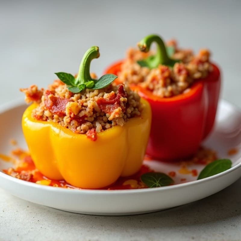 Stuffed Bell Peppers with Cheesy Turkey Pepperoni