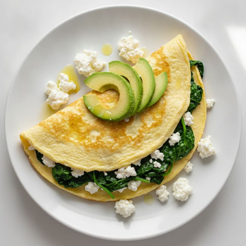 Egg White Omelet with Spinach and Cottage Cheese