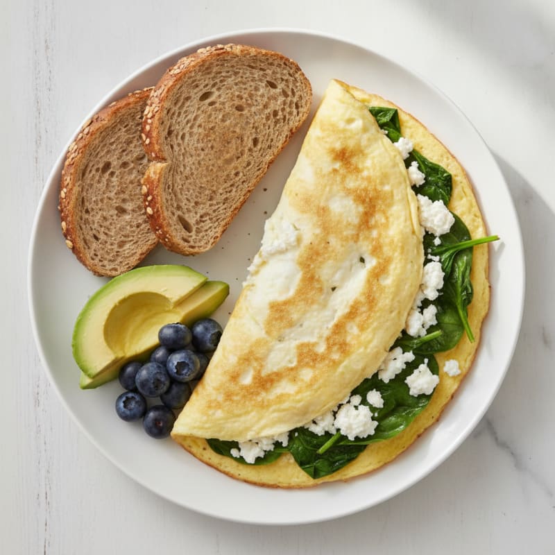 Egg White Spinach Omelette with Cottage Cheese