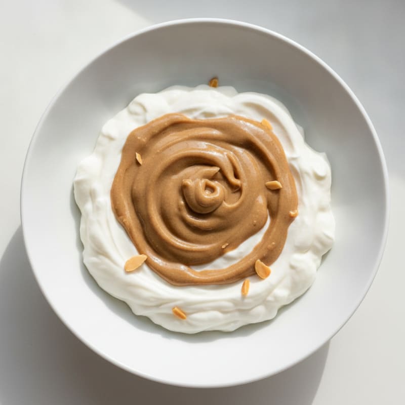 Silky Vanilla Protein Yogurt with Almond Butter Swirl