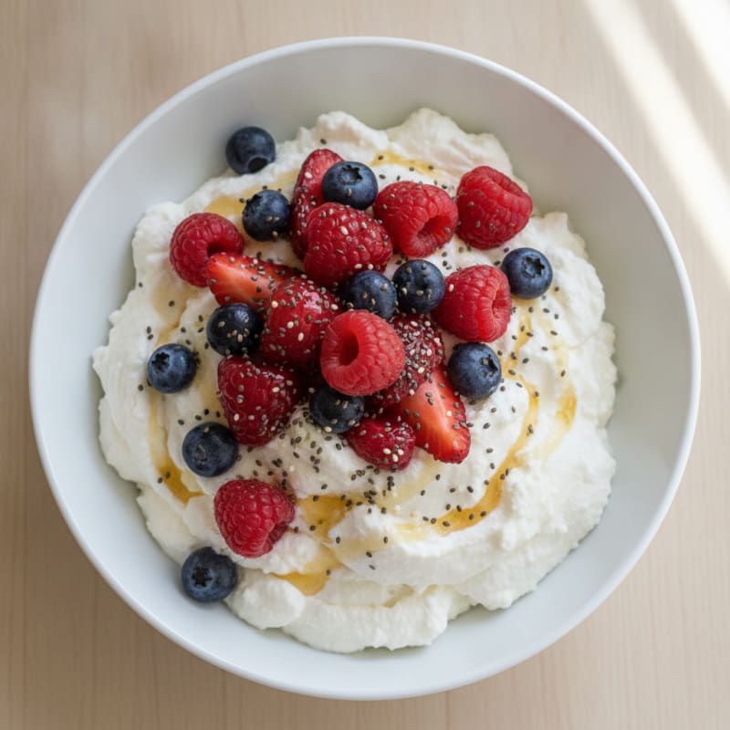 Greek Yogurt Protein Mousse with Mixed Berries