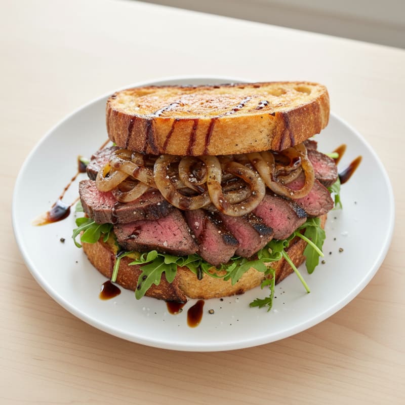 Tender Steak and Caramelized Onion Sandwich
