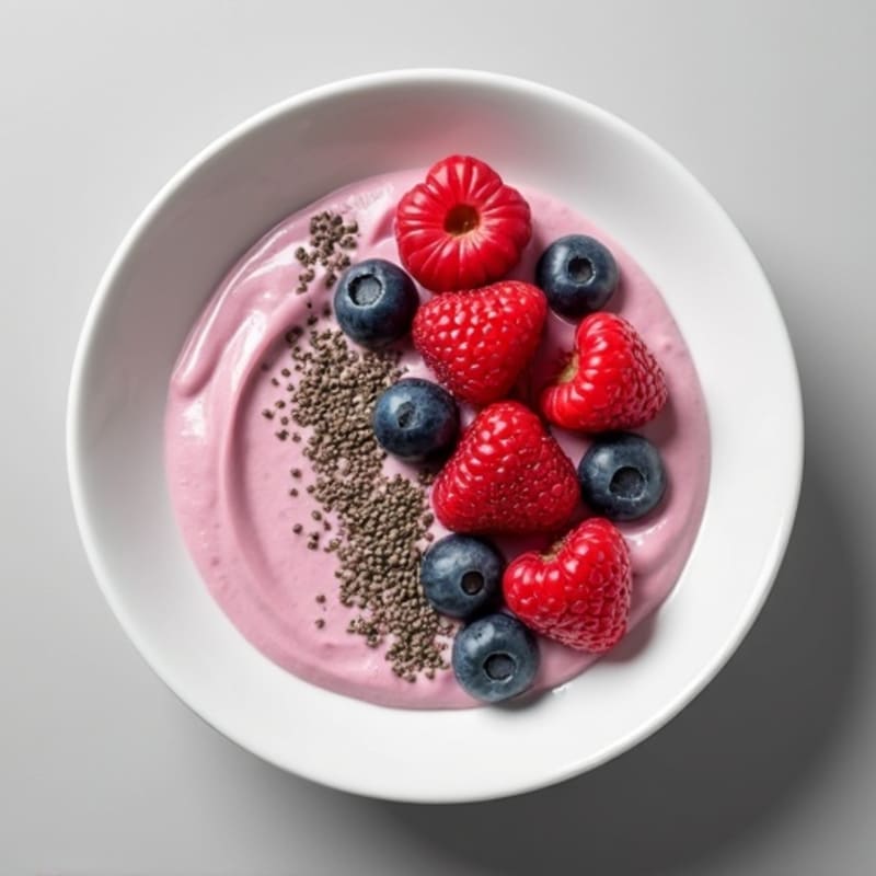 Silky Protein Yogurt with Mixed Berries and Chia Seeds