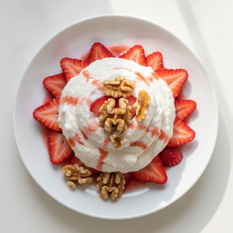 Protein Yogurt Mousse with Sliced Strawberries