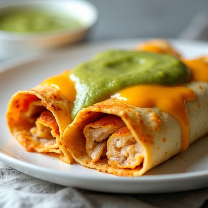 Baked Chicken Enchiladas with Zesty Green Chile Sauce