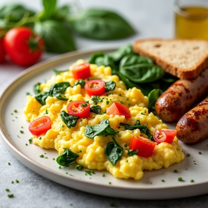 Egg White Scramble with Spinach and Turkey Sausage
