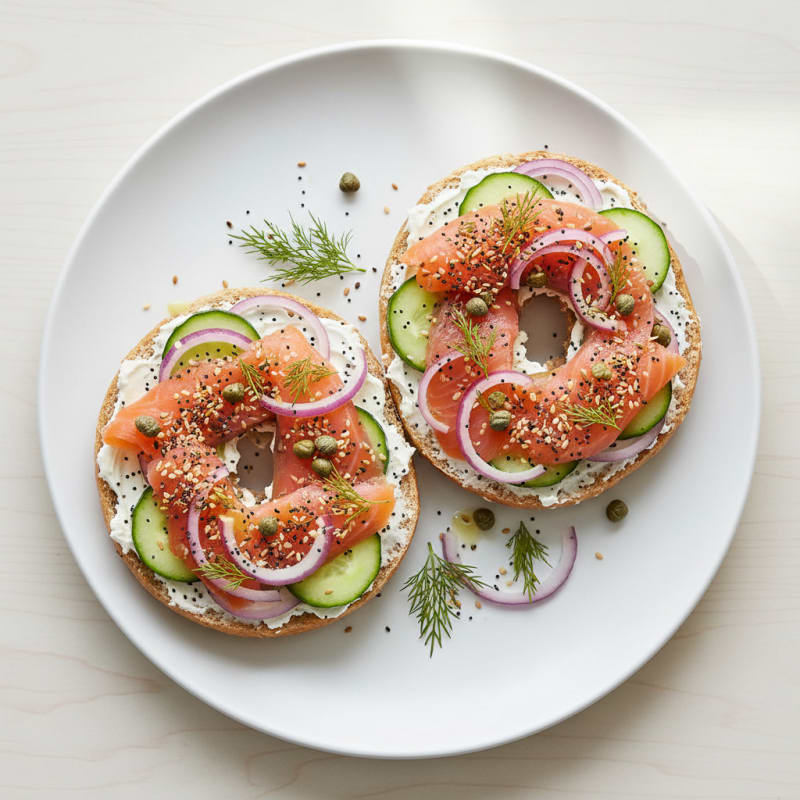 Creamy Smoked Salmon Everything Bagel