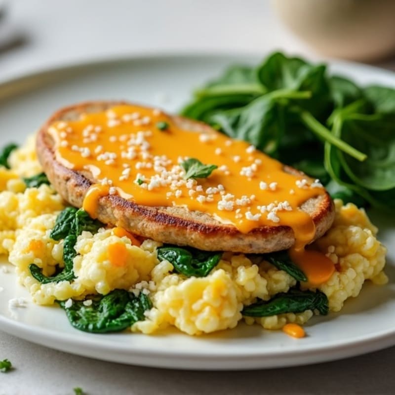 Egg White and Turkey Sausage Scramble with Spinach