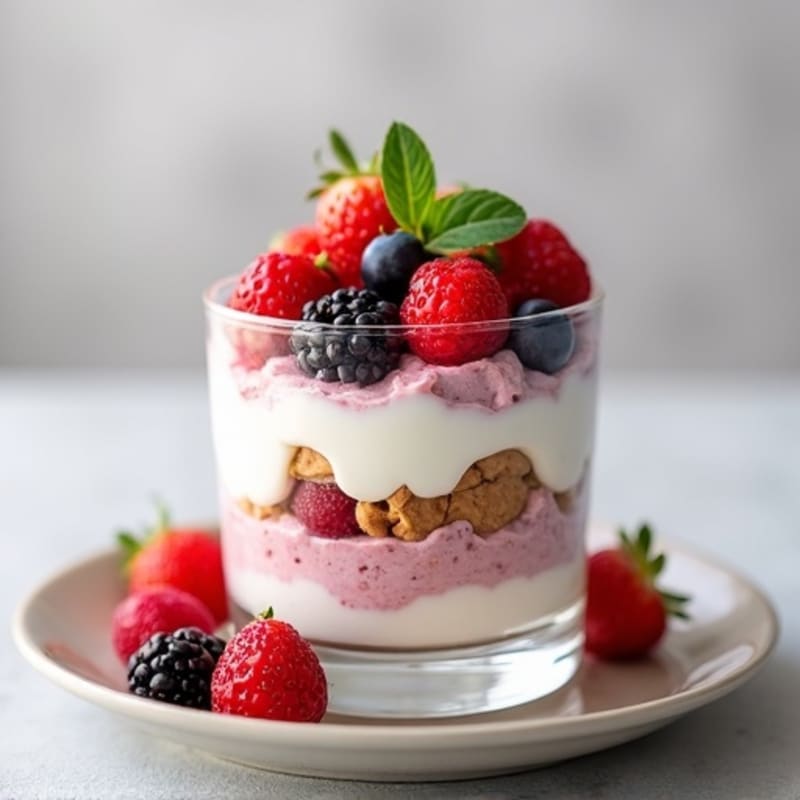 Greek Yogurt Protein Parfait with Mixed Berries and Almond Butter