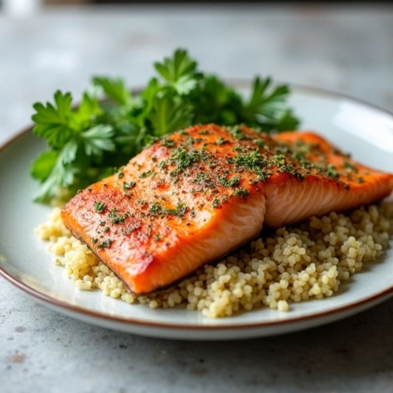 Pan-Seared Herb Crusted Salmon with Quinoa