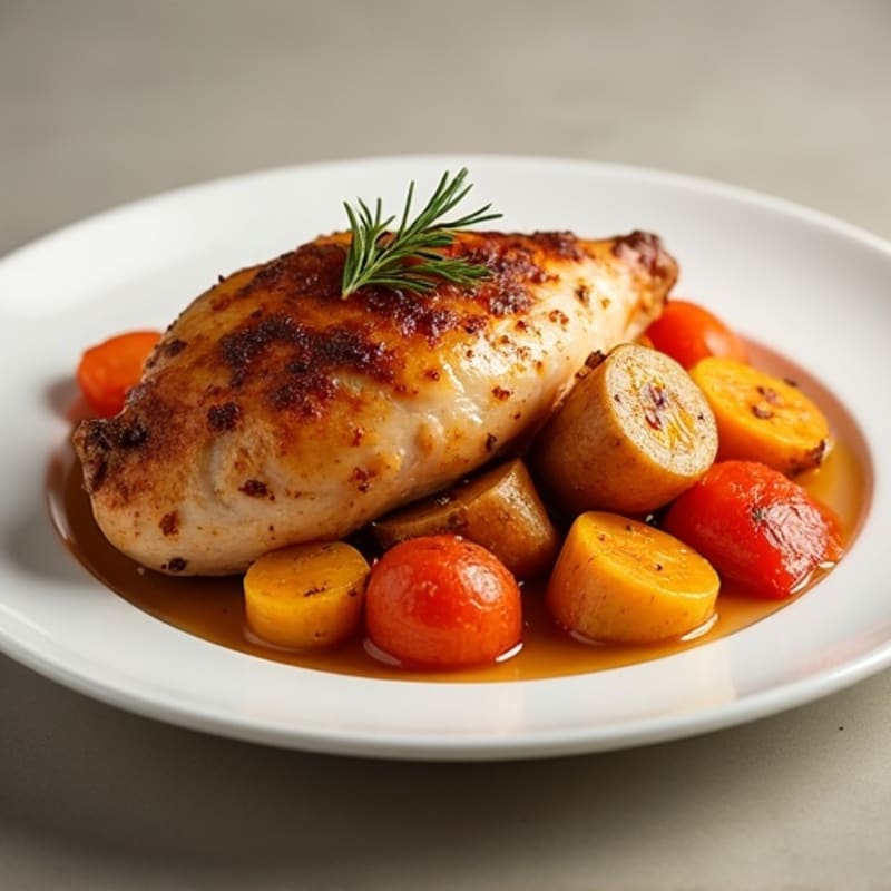 Cinnamon-Glazed Baked Chicken with Roasted Root Vegetables