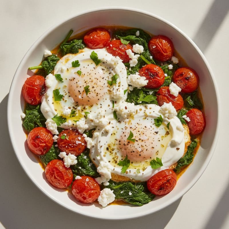 Baked Eggs with Feta and Herbs