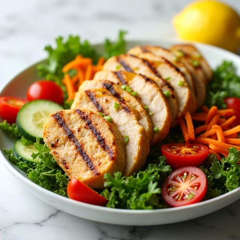 Grilled Turkey Breast Salad with Crunchy Vegetables and Lemon Vinaigrette
