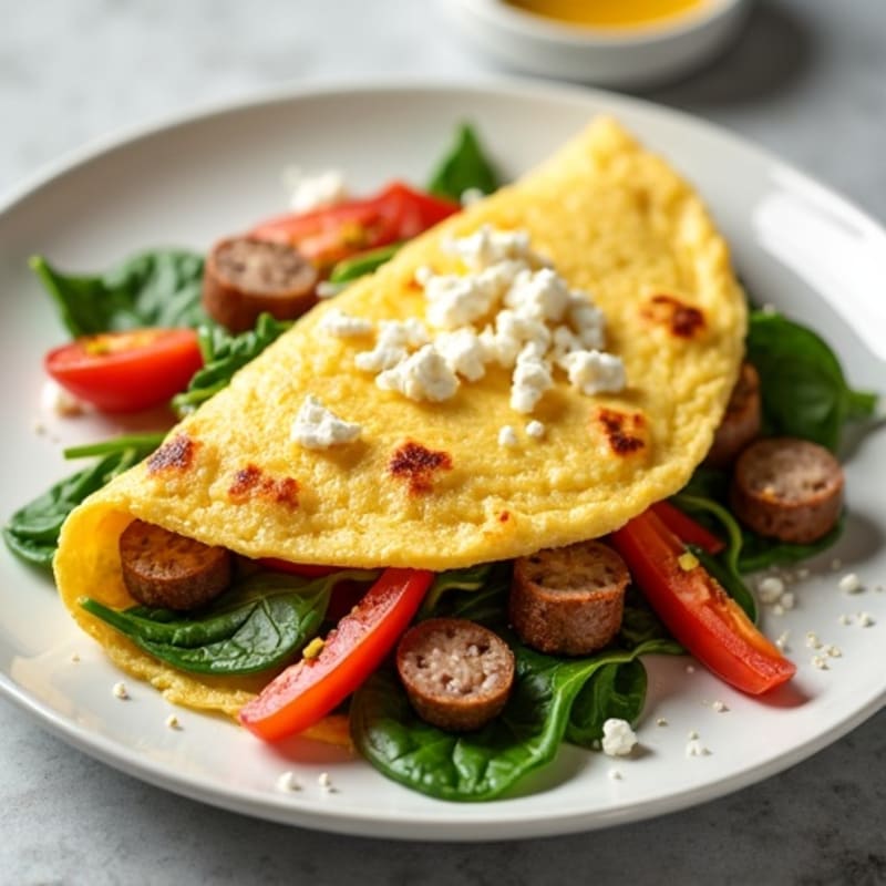 Egg White Veggie Omelet with Turkey Sausage