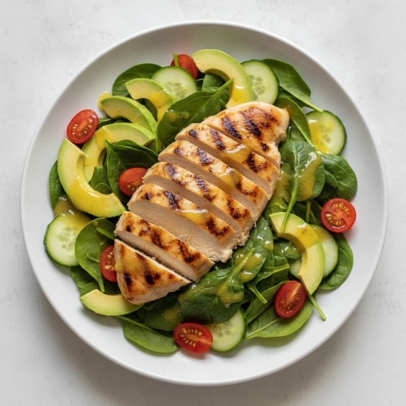 Grilled Chicken and Spinach Salad with Lemon Vinaigrette