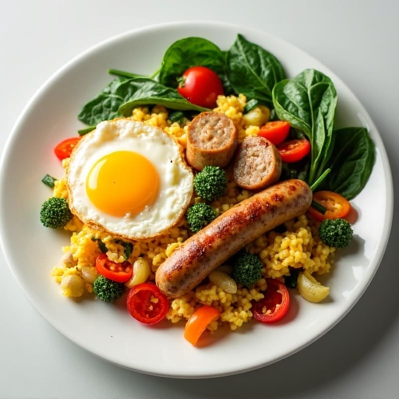 Savory Turkey Sausage and Crispy Veggie Scramble