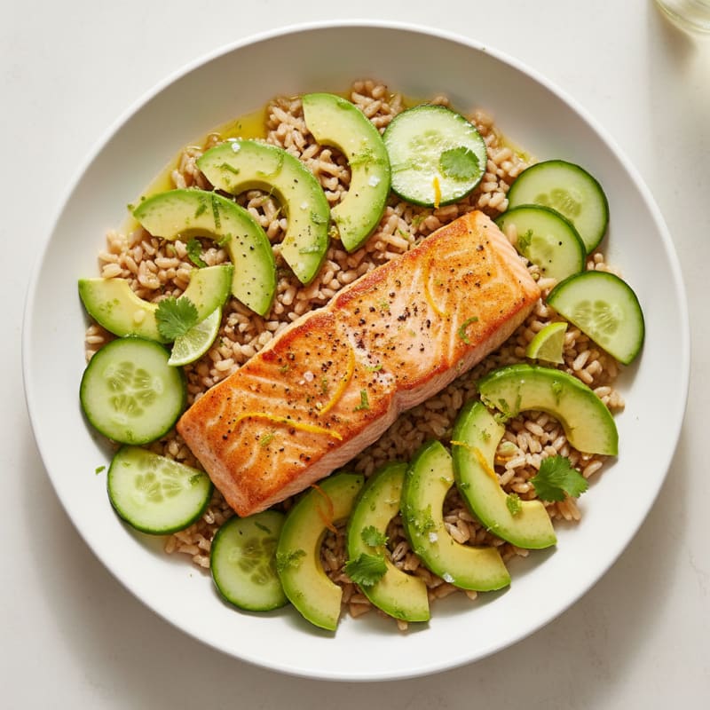 Zesty Salmon and Avocado Rice Bowl