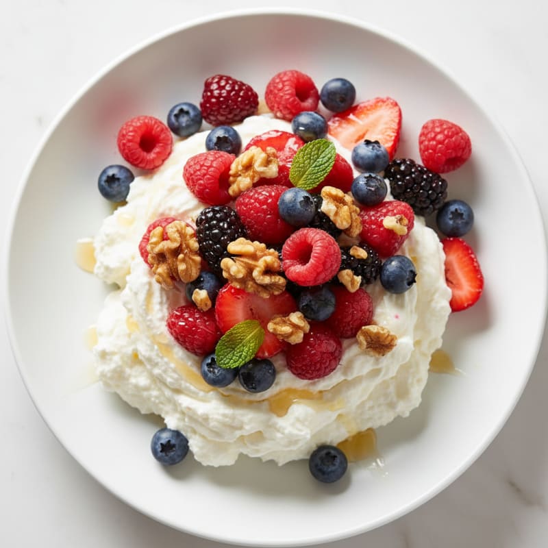 Greek Yogurt Protein Mousse with Mixed Berries