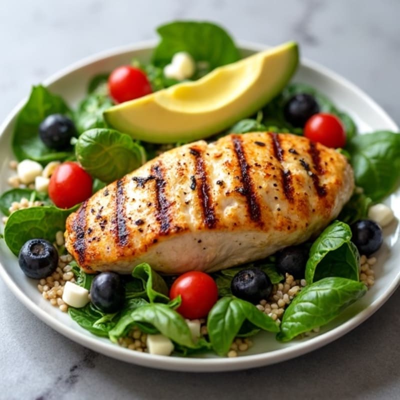 Grilled Chicken Salad with Avocado and Mixed Greens