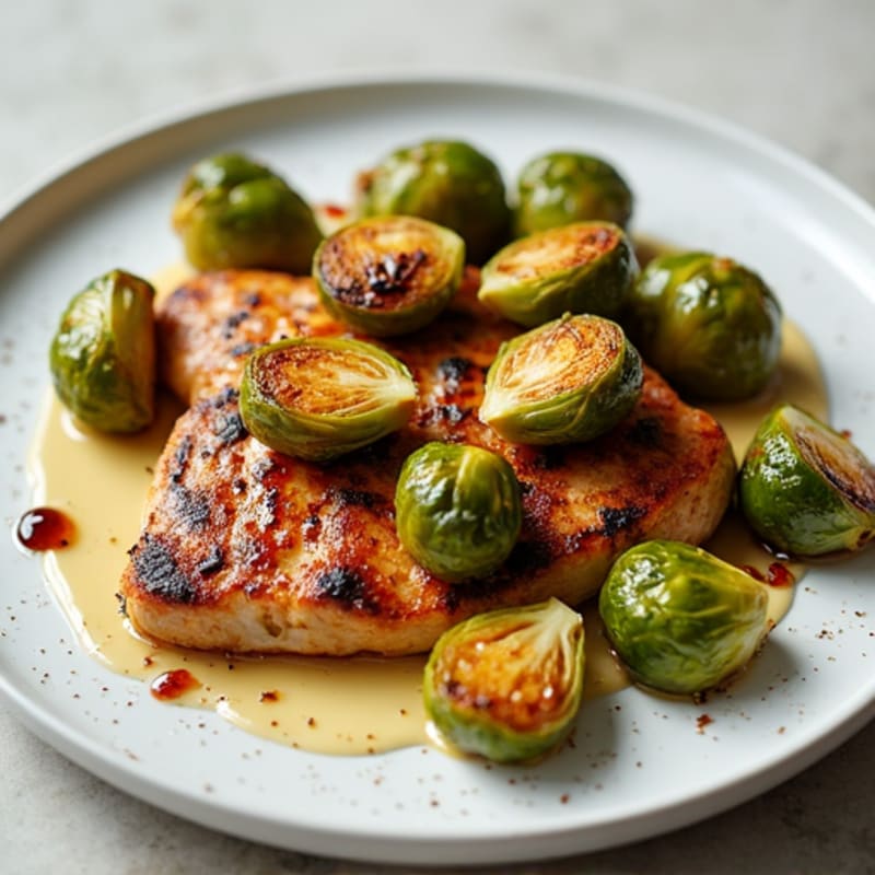Honey-Balsamic Glazed Crispy Brussels Sprouts with Grilled Chicken