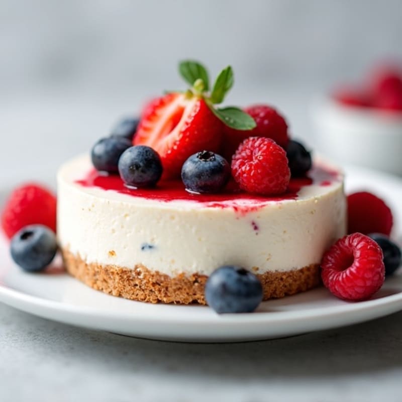 Greek Yogurt Protein Cheesecake with Mixed Berries
