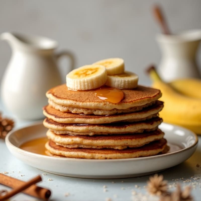 Fluffy Whole Grain Pancakes with Warm Spiced Bananas