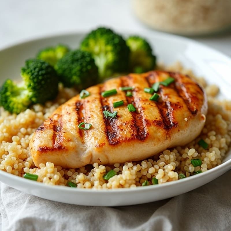 Grilled Chicken Breast with Roasted Broccoli and Quinoa