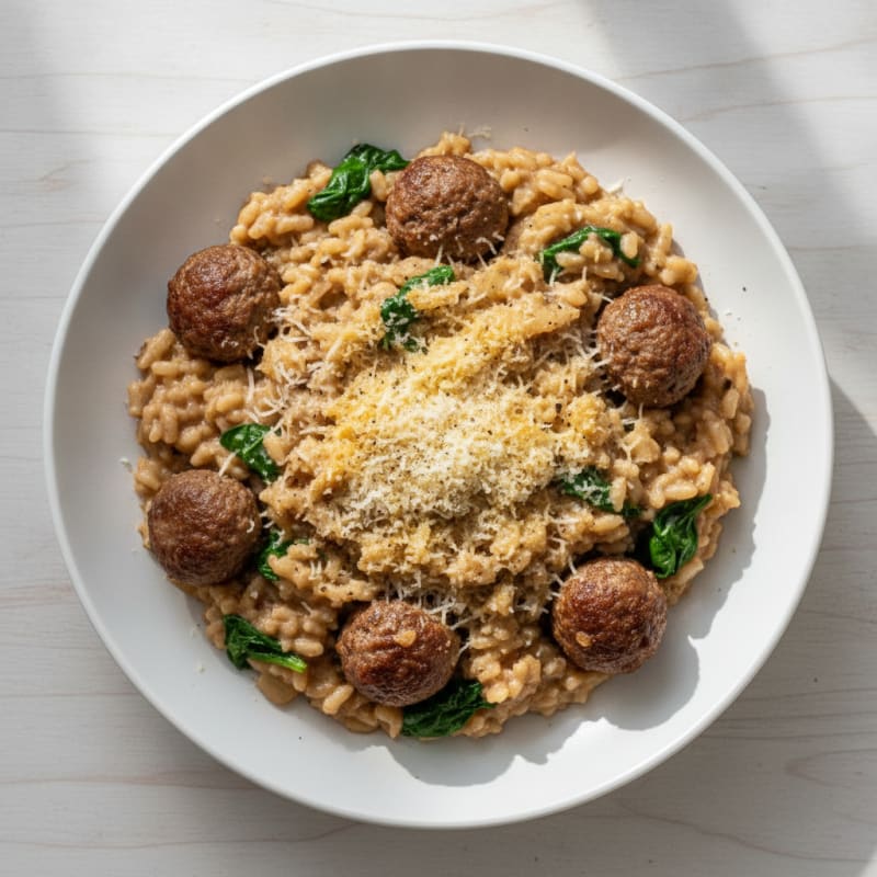 Meatball Risotto with Parmesan