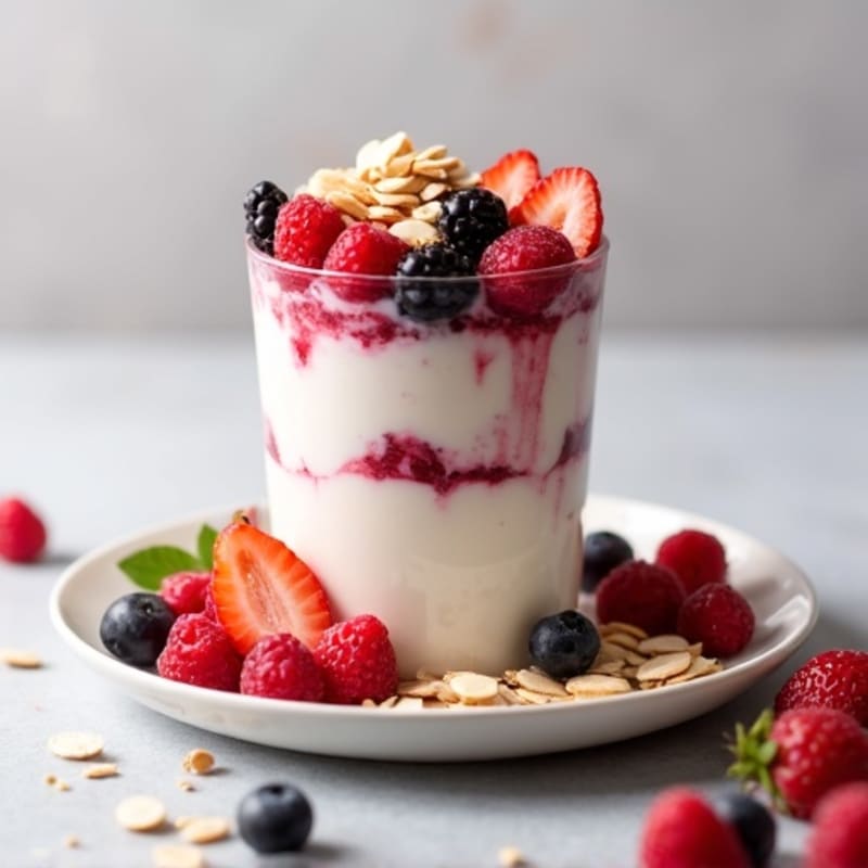Greek Yogurt Protein Parfait with Mixed Berries