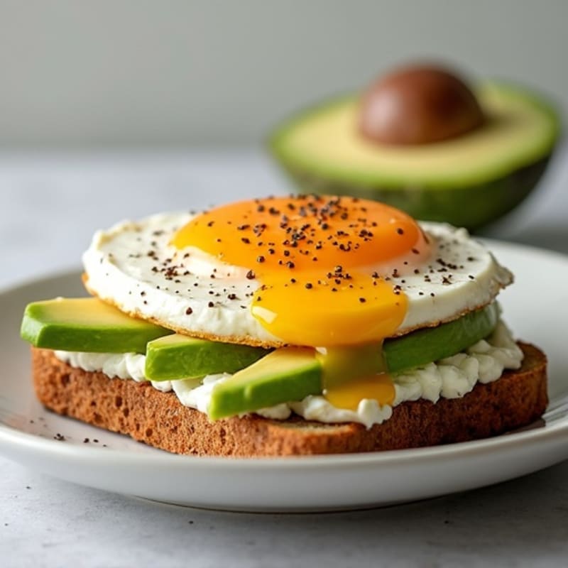 Protein-Packed Savory Cottage Cheese Toast with Jammy Eggs and Avocado