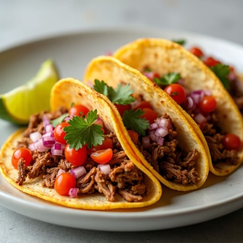 Crispy Slow-Cooked Shredded Pork Tacos with Fresh Pico de Gallo