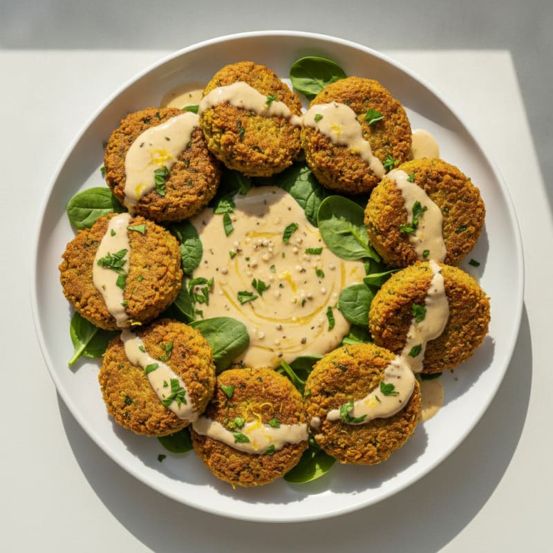 Crispy Falafel with Lemon-Tahini Drizzle