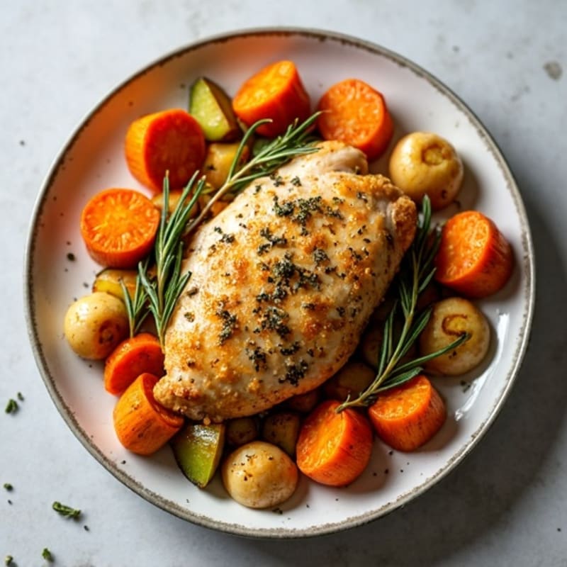 Herb-Crusted Sheet Pan Chicken with Roasted Root Vegetables